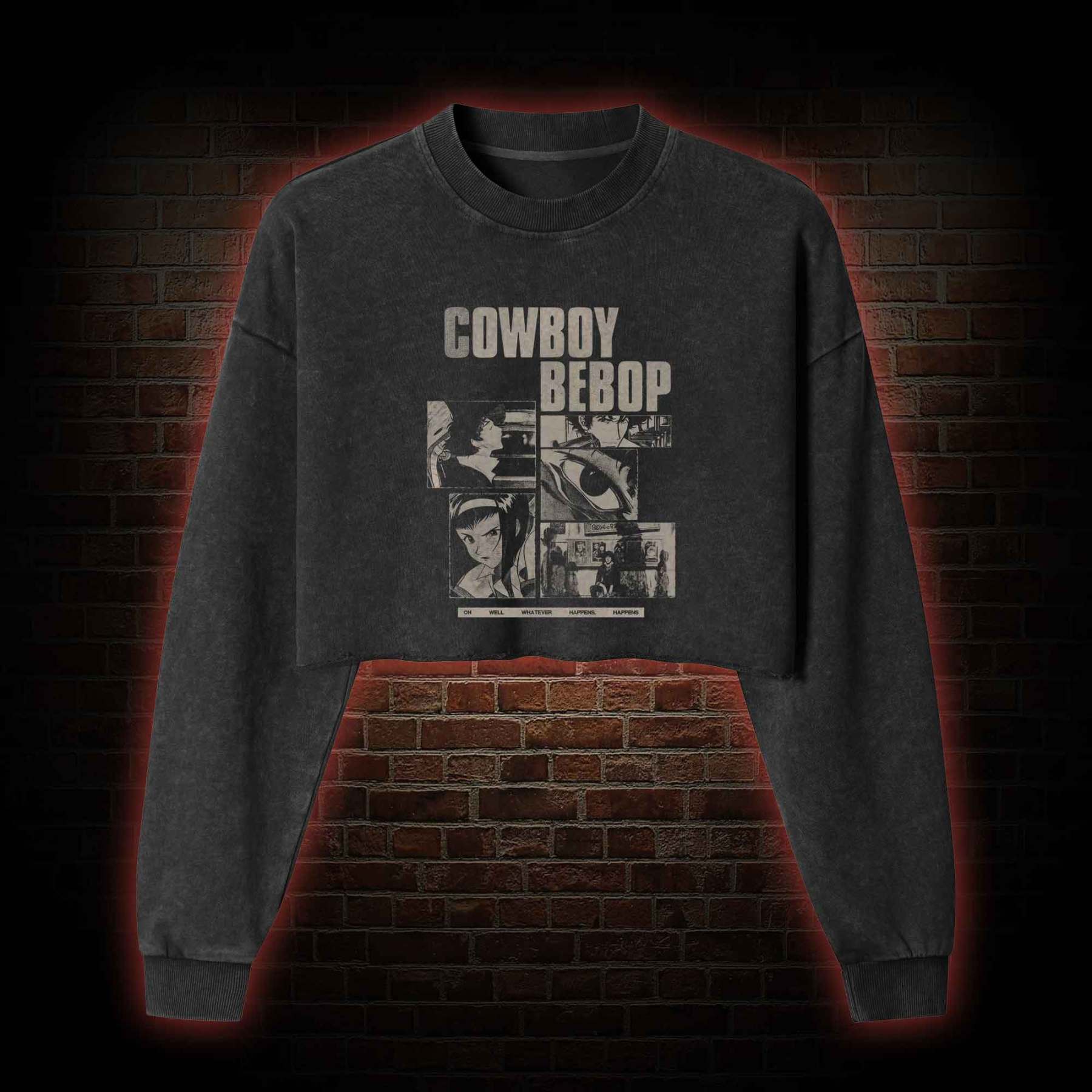 Whatever Happens Happens Washed Cropped Sweatshirts