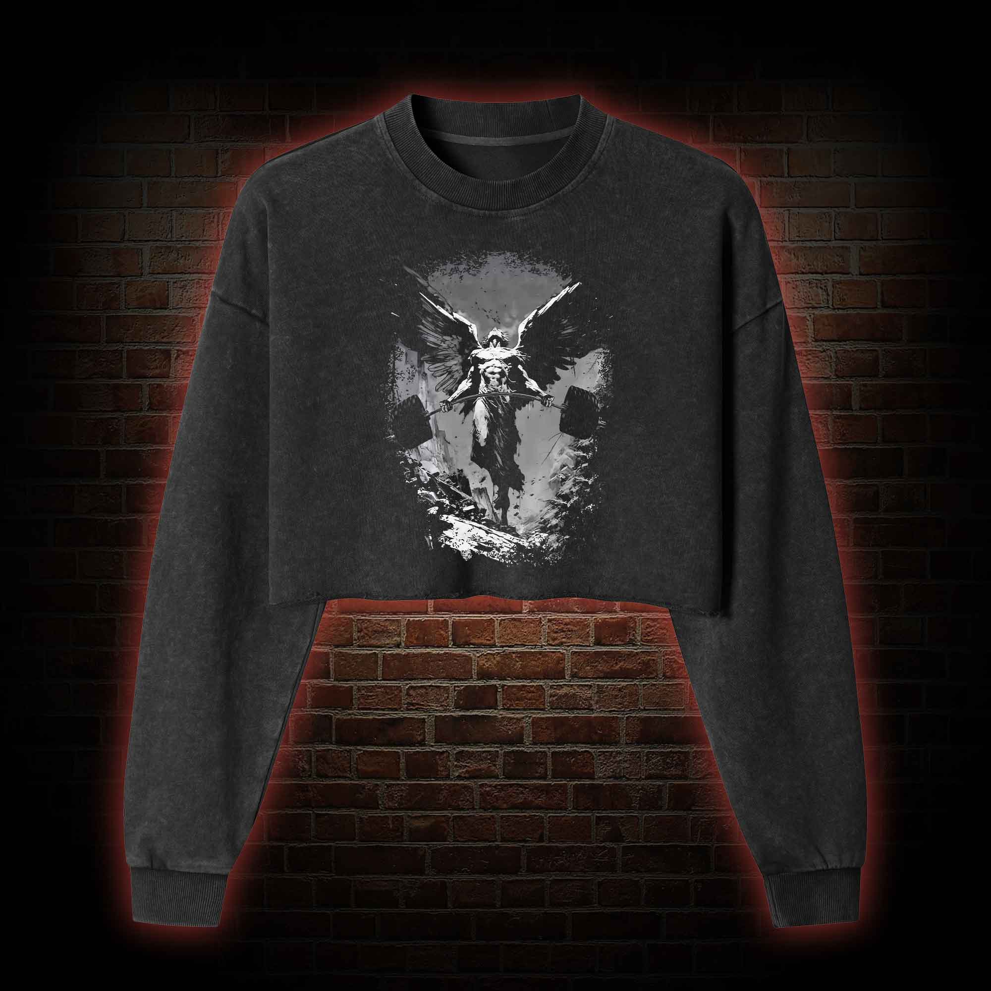 Lift like a God Greek mythology  Washed Cropped Sweatshirts