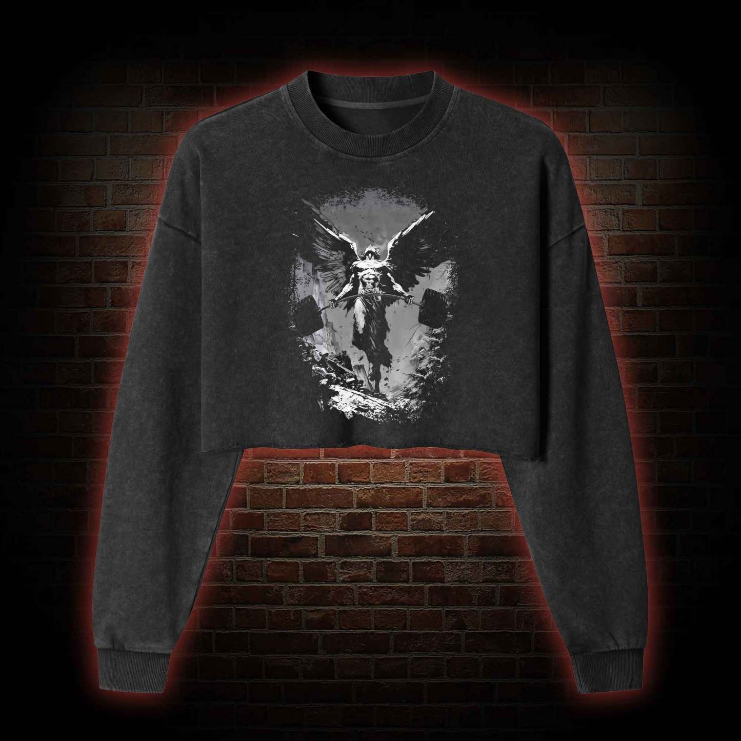 Lift like a God Greek mythology Washed Cropped Sweatshirts
