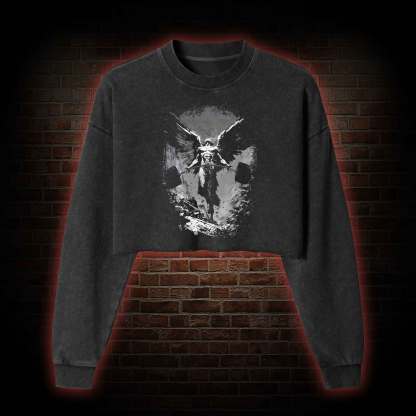 Lift like a God Greek mythology  Washed Cropped Sweatshirts