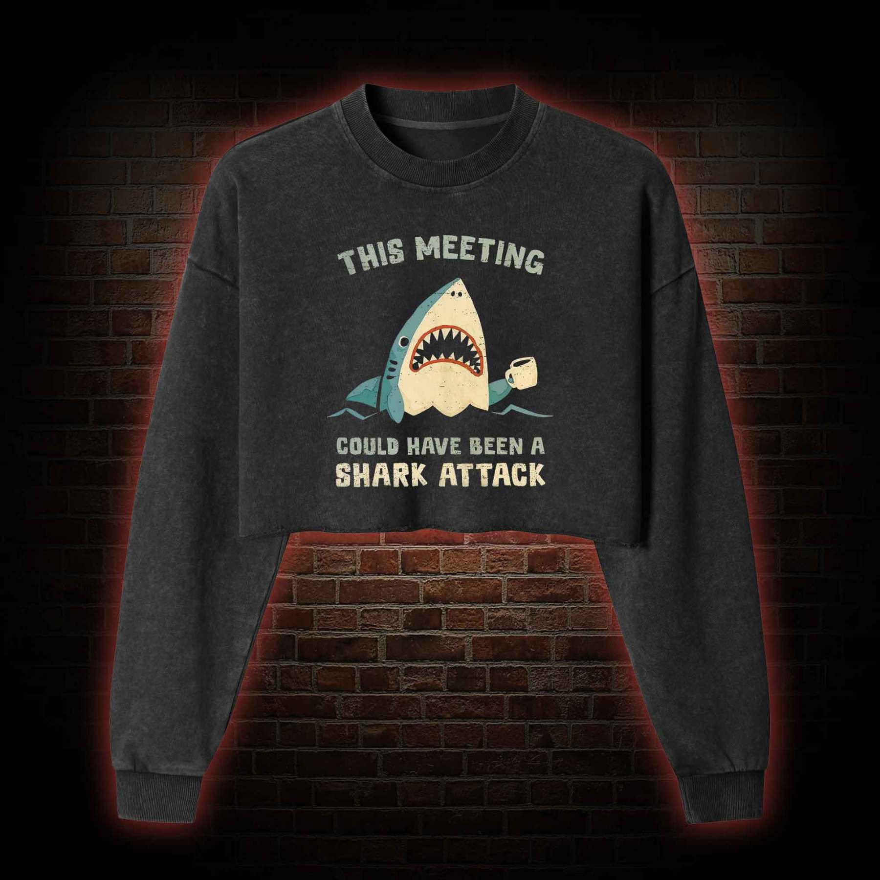 This Meeting could have been a Washed Cropped Sweatshirts