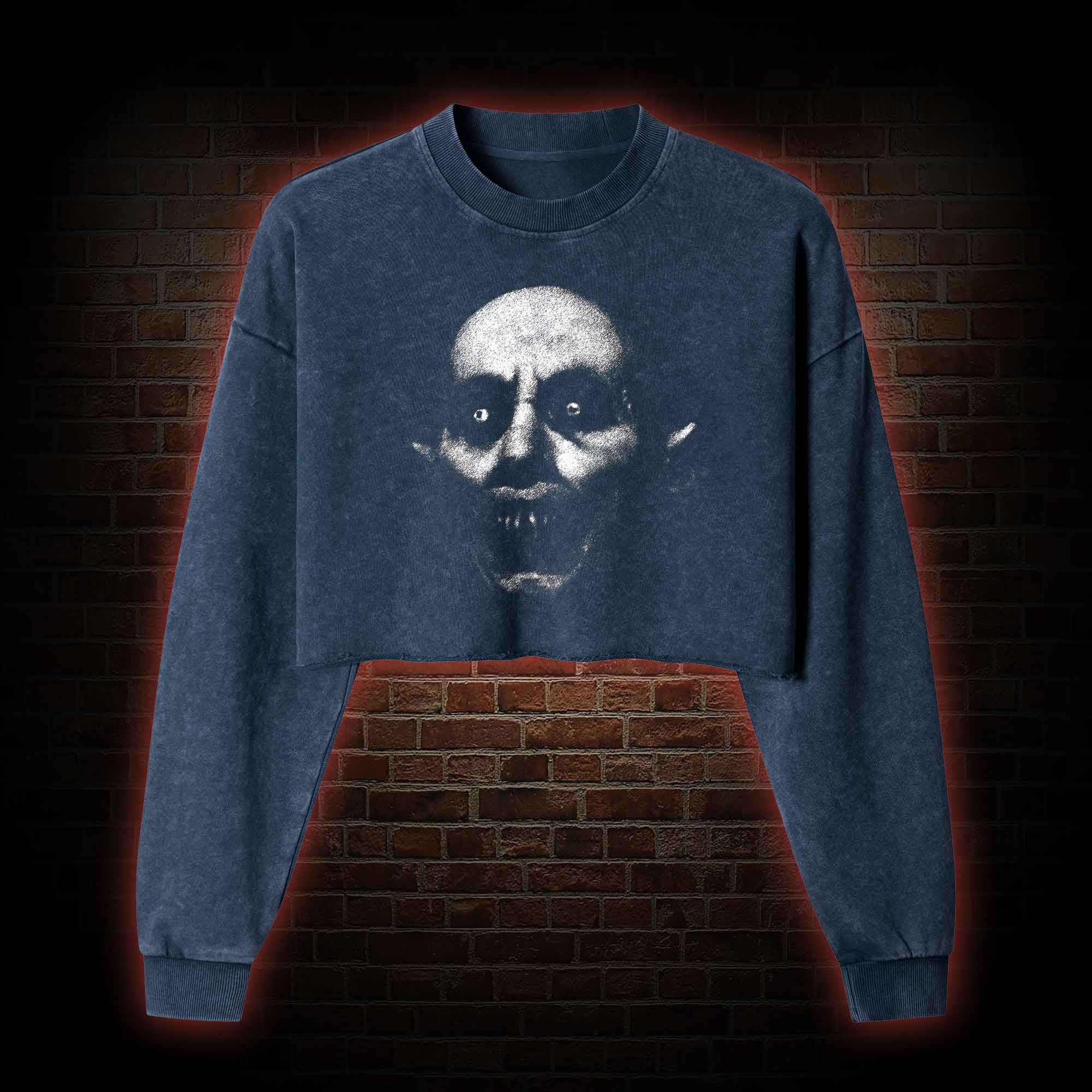 He Came from the Night of Death Washed Cropped Sweatshirts