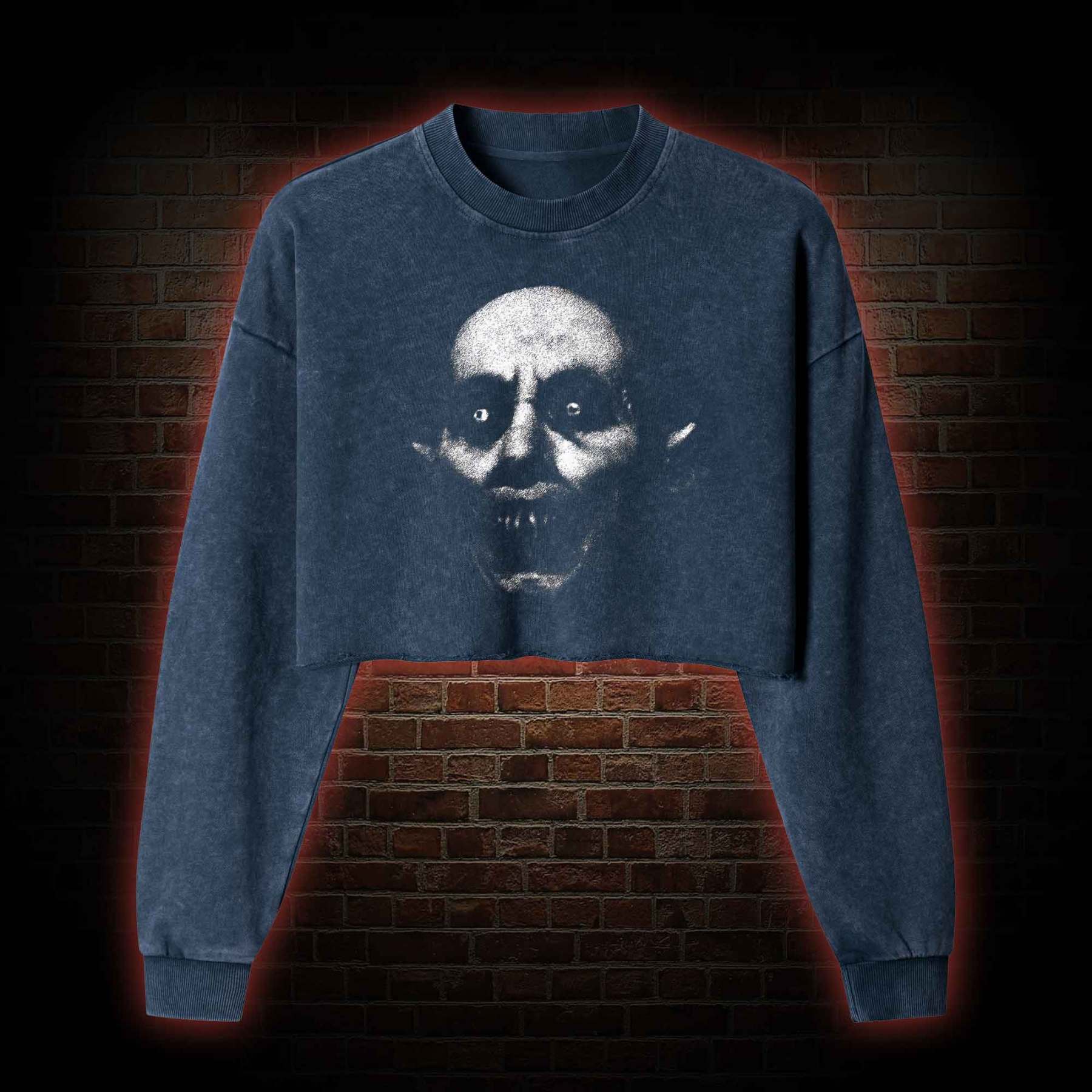 He Came from the Night of Death Washed Cropped Sweatshirts