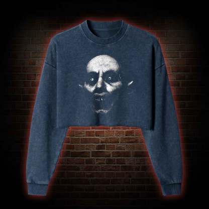 He Came from the Night of Death Washed Cropped Sweatshirts