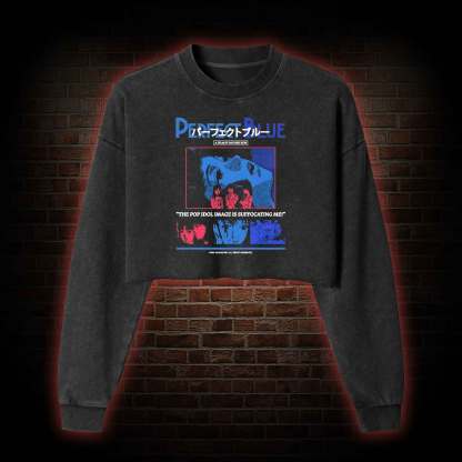 The Pop Idol Image is Suffocating Me Washed Cropped Sweatshirts