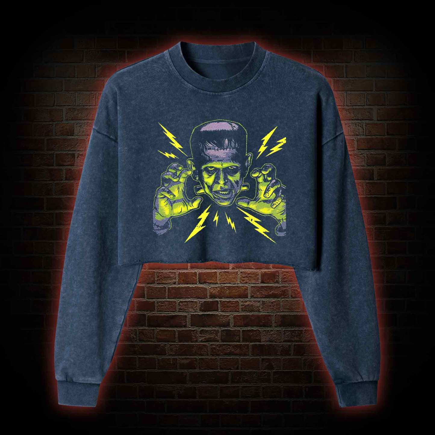It's Alive It's Alive Washed Cropped Sweatshirts
