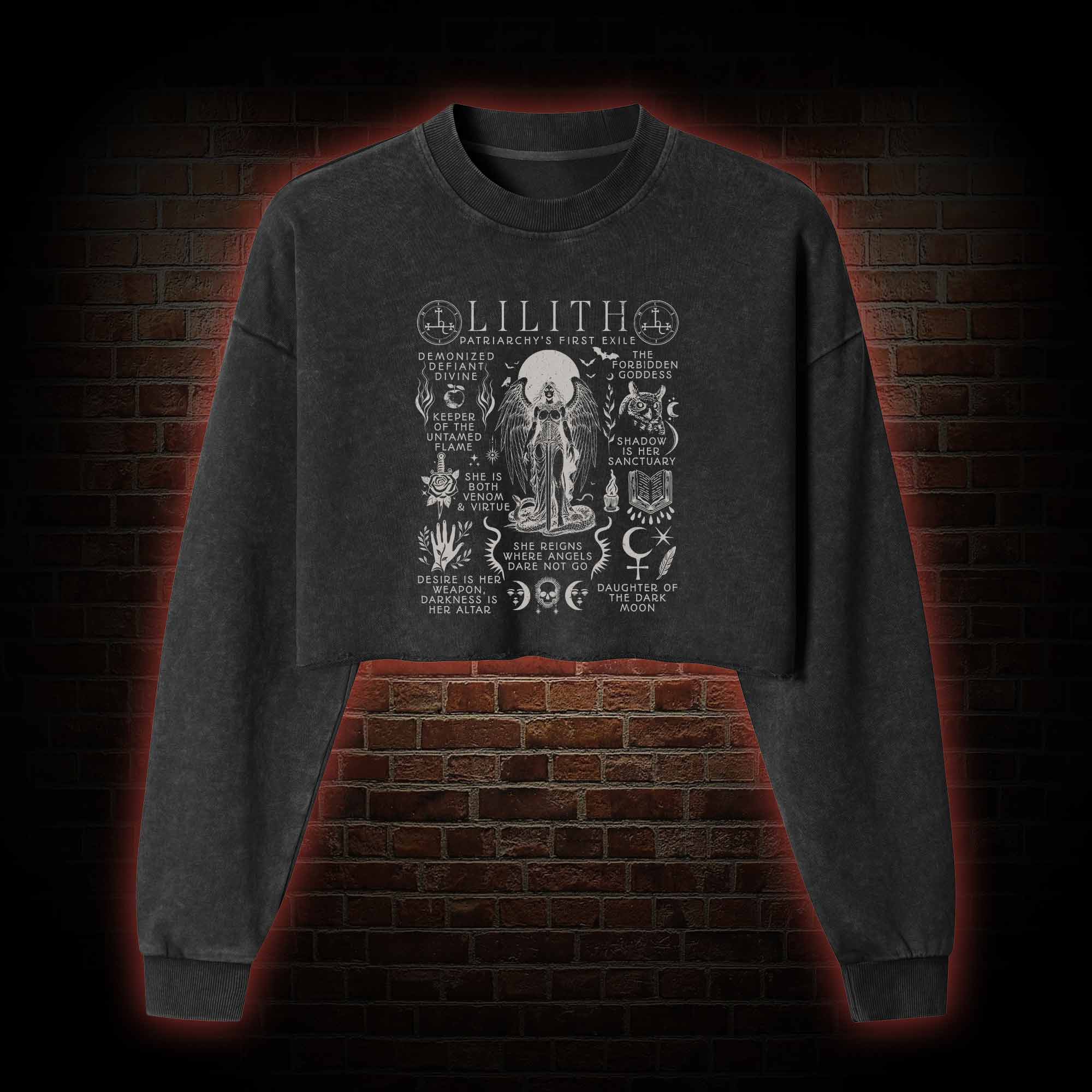 Lilith Feminist Washed Cropped Sweatshirts
