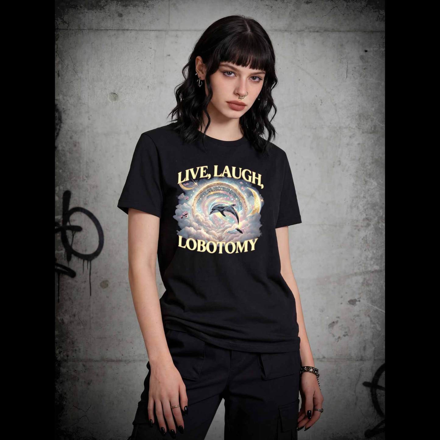 Live Laugh Lobotomy Funny Dolphin T-shirt