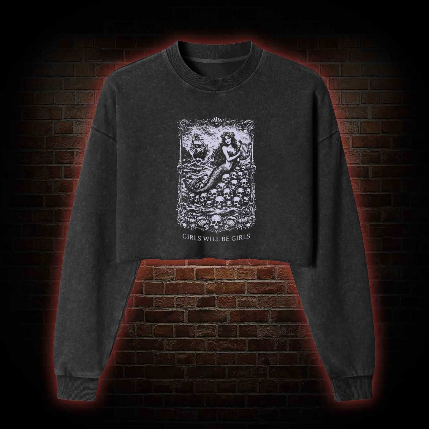 Girls will be Girls Greek mythology Washed Cropped Sweatshirts