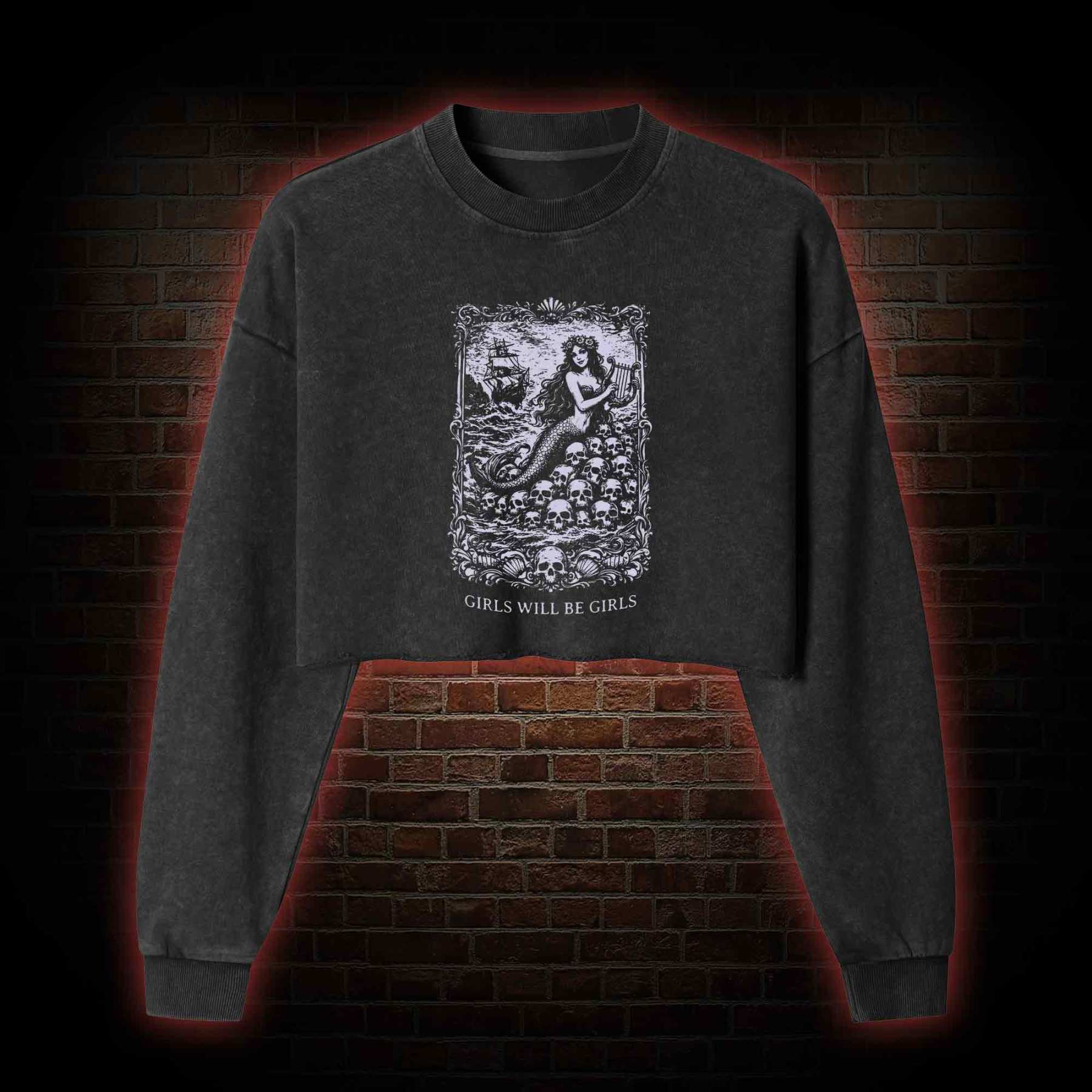 Girls will be Girls Greek mythology Washed Cropped Sweatshirts