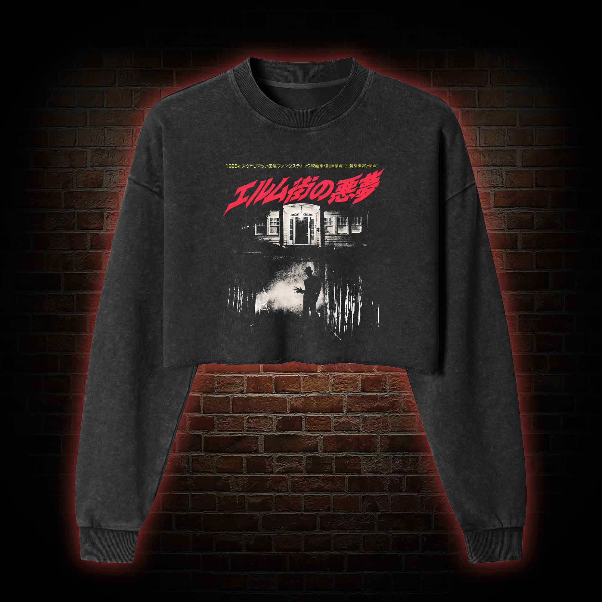 Never Sleep Again Washed Cropped Sweatshirts