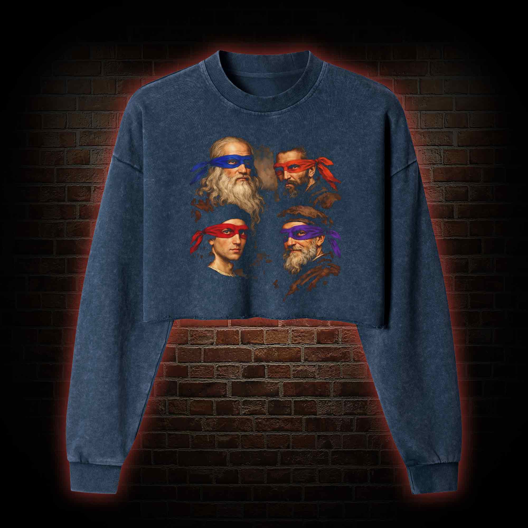 Masters of Art by day Washed Cropped Sweatshirts