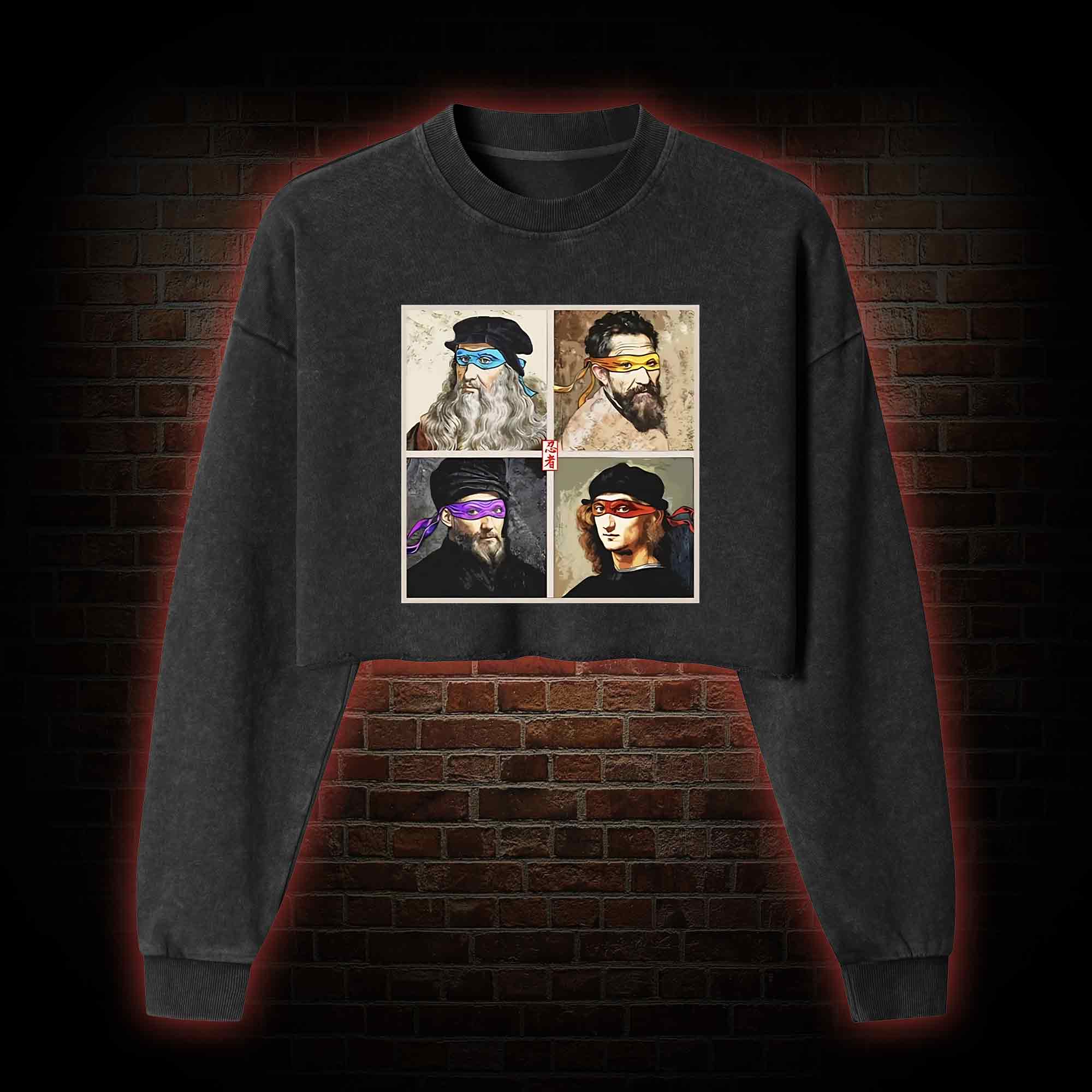 Masters of the Renaissance in the Light Washed Cropped Sweatshirts
