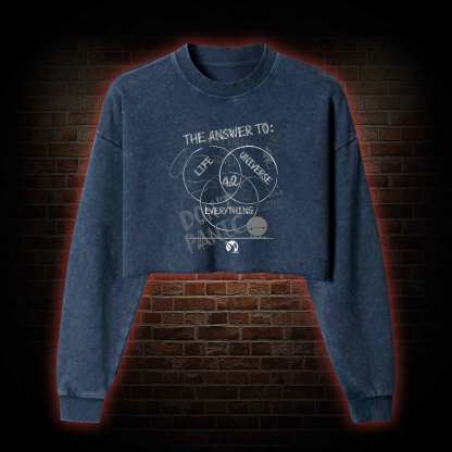 Life Universe Everything Washed Cropped Sweatshirts