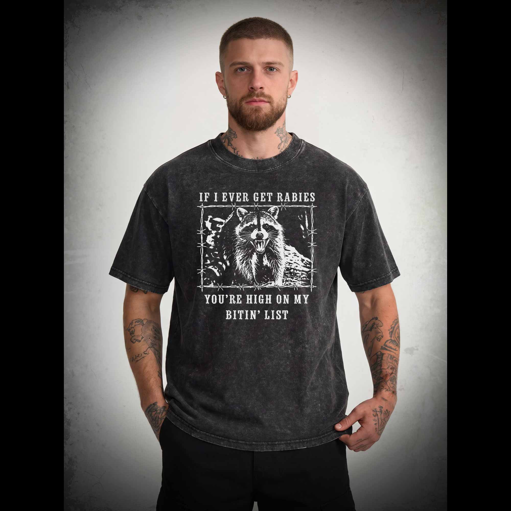Funny Raccoon Rabies Washed T-shirt