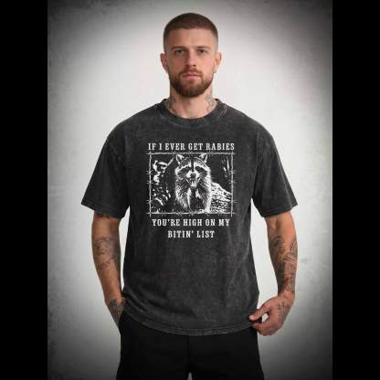 Funny Raccoon Rabies Washed T-shirt