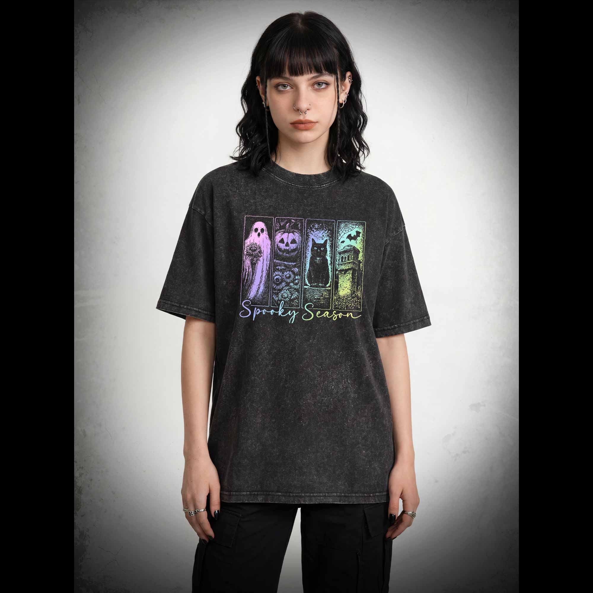 Vintage Halloween Horror Night Washed T-shirt