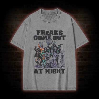Freaks Come Out Retro Halloween Washed T-shirt