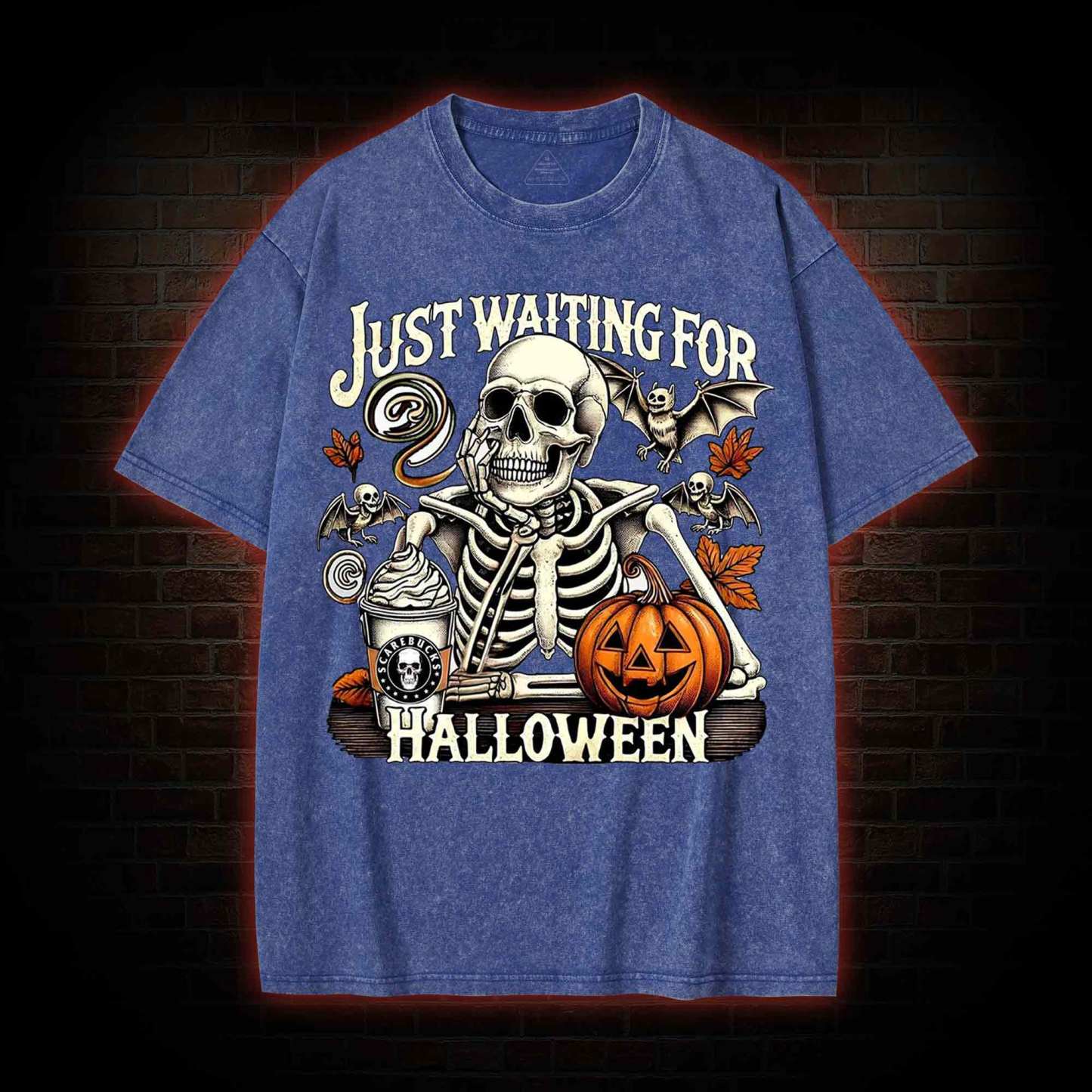 Just Waiting for Halloween Washed T-shirt
