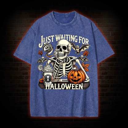 Just Waiting for Halloween Washed T-shirt