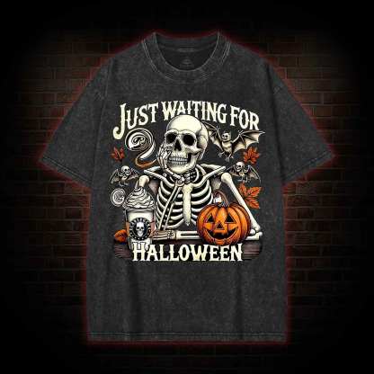 Just Waiting for Halloween Washed T-shirt