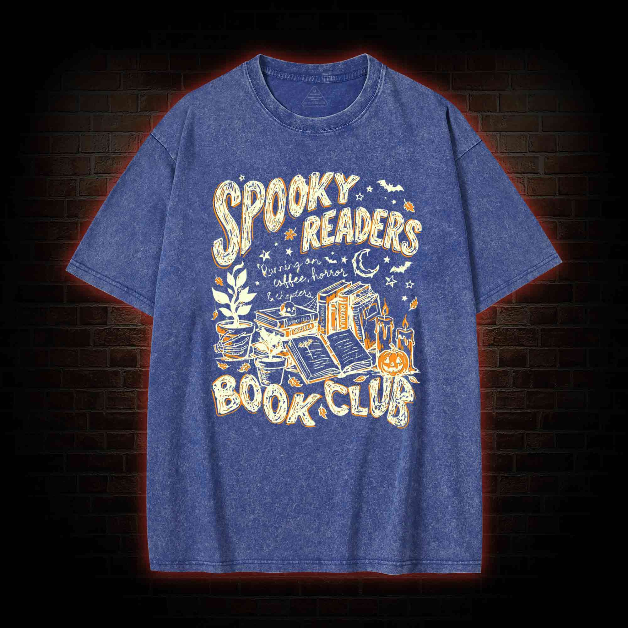 Spooky Readers Book Club Halloween Washed T-shirt