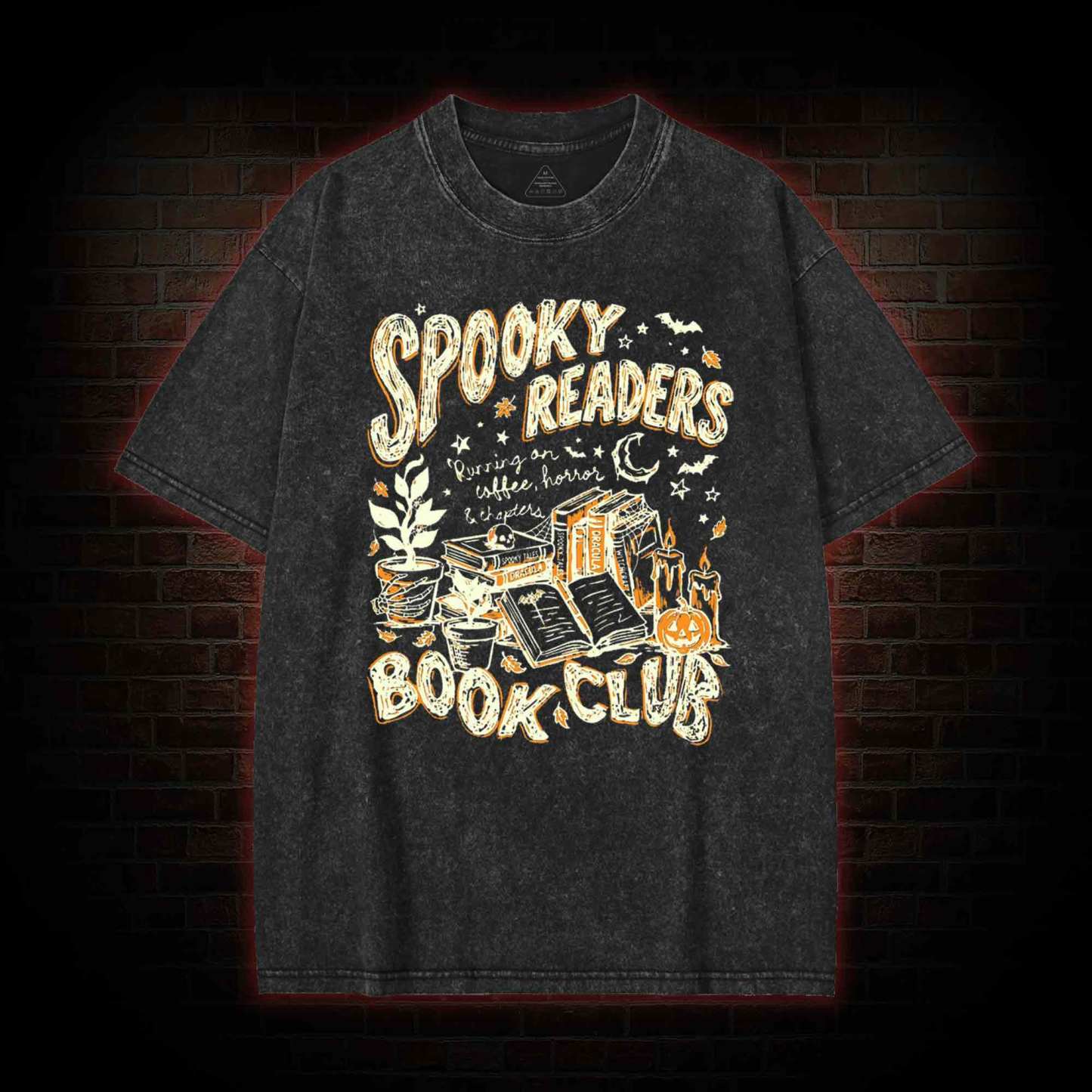 Spooky Readers Book Club Halloween Washed T-shirt