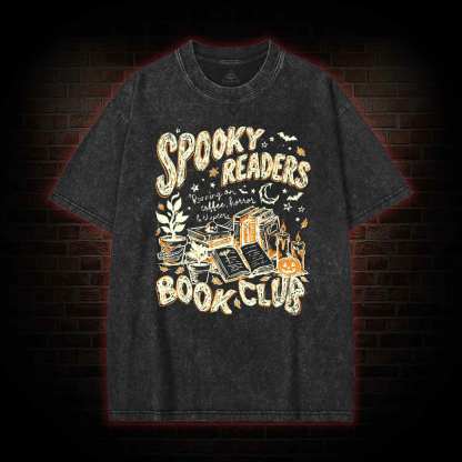 Spooky Readers Book Club Halloween Washed T-shirt