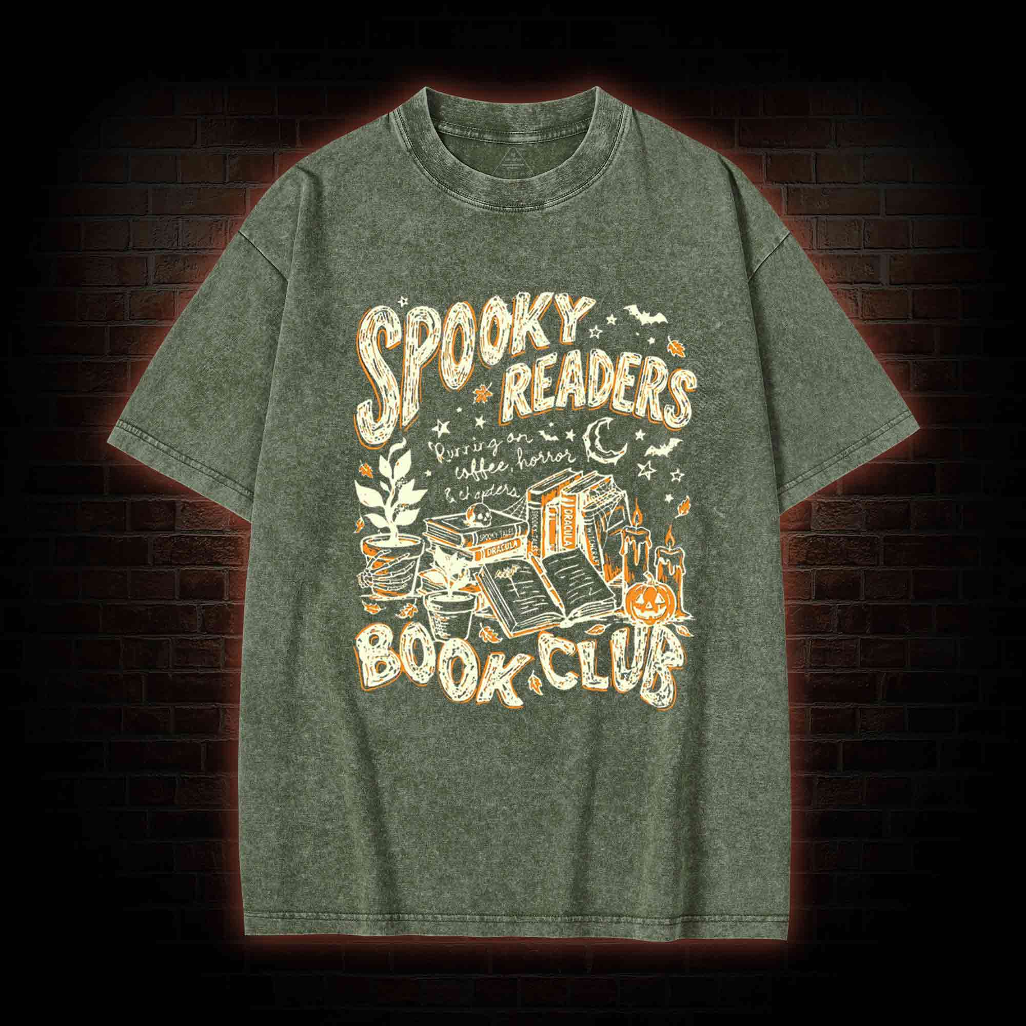 Spooky Readers Book Club Halloween Washed T-shirt