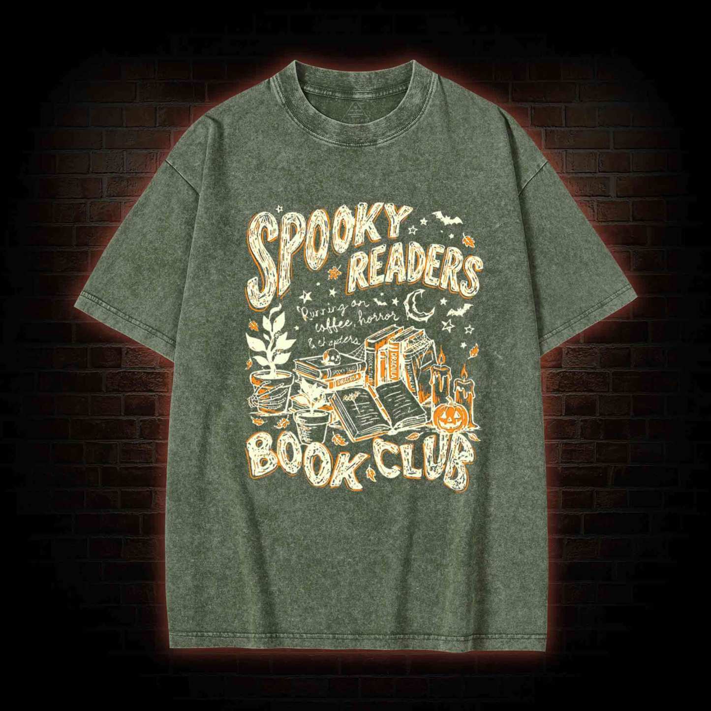 Spooky Readers Book Club Halloween Washed T-shirt