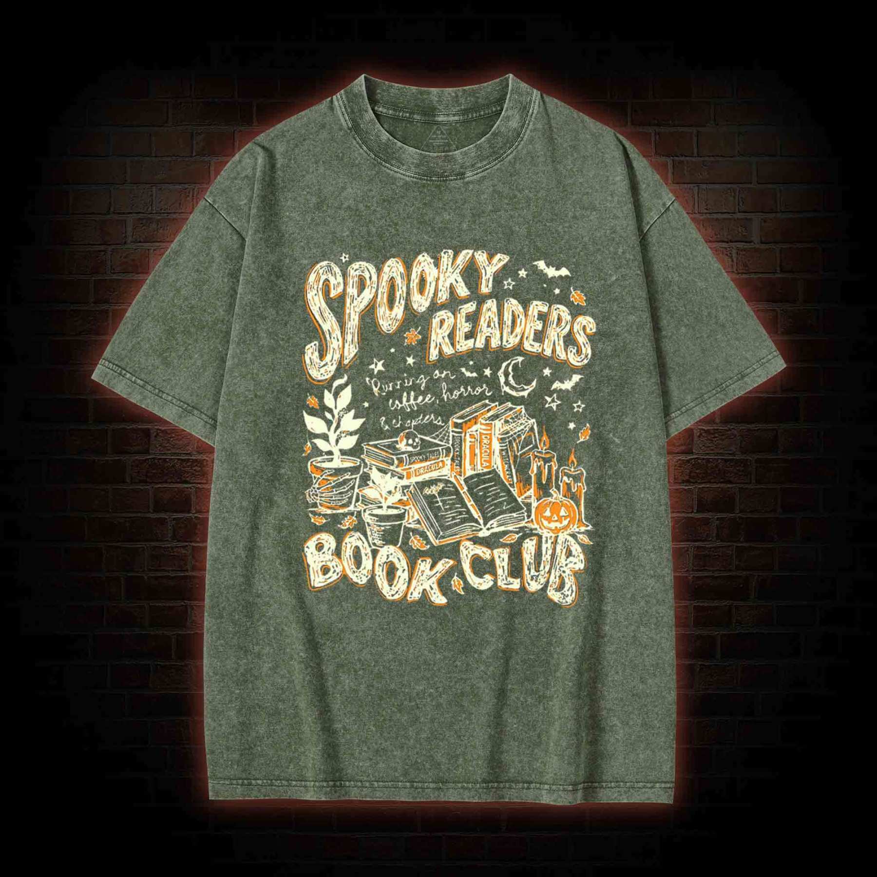 Spooky Readers Book Club Halloween Washed T-shirt