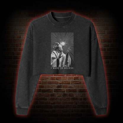 I Want to Believe Washed Cropped Sweatshirts