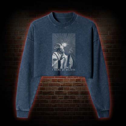 I Want to Believe Washed Cropped Sweatshirts
