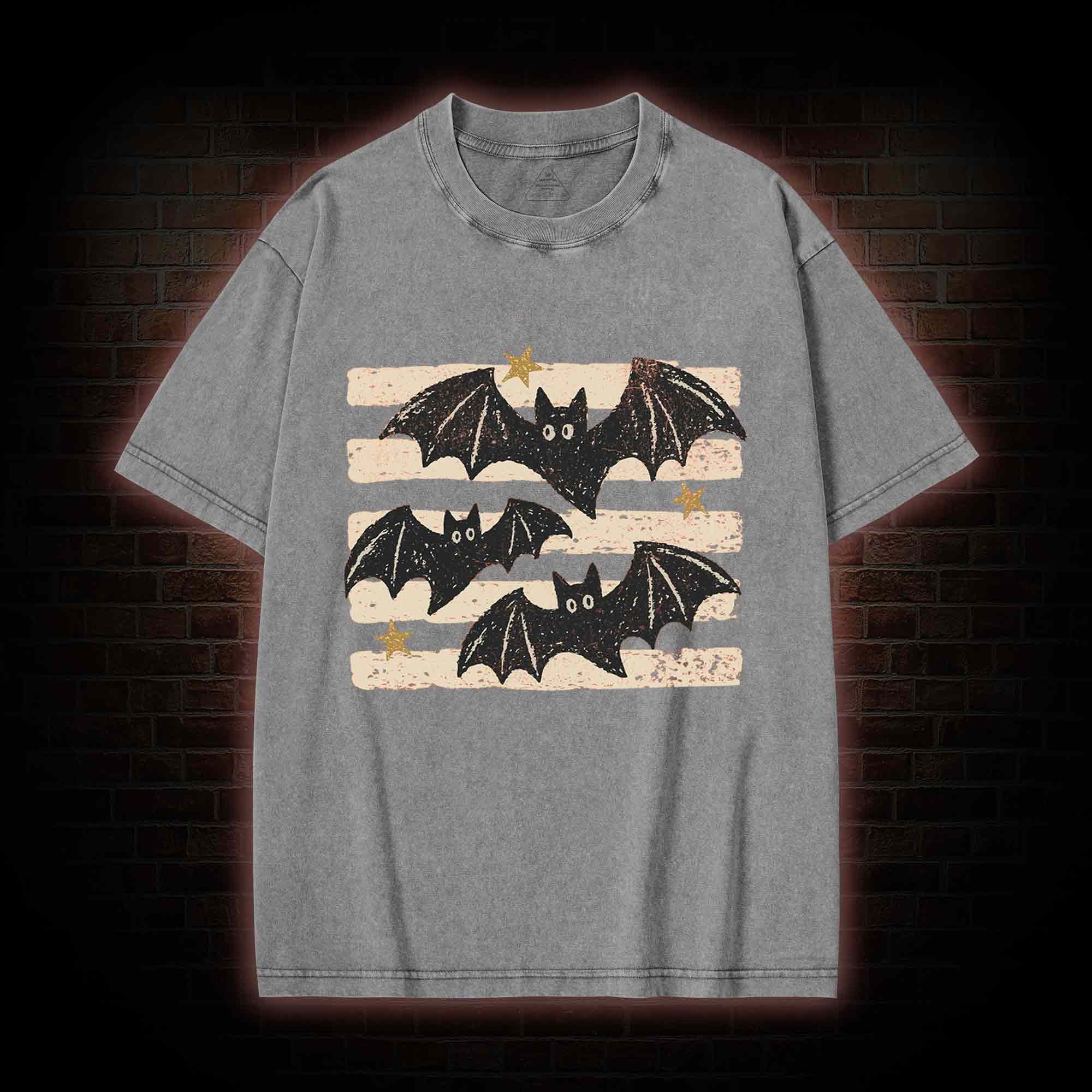 Vintage Bat Halloween Washed T-shirt