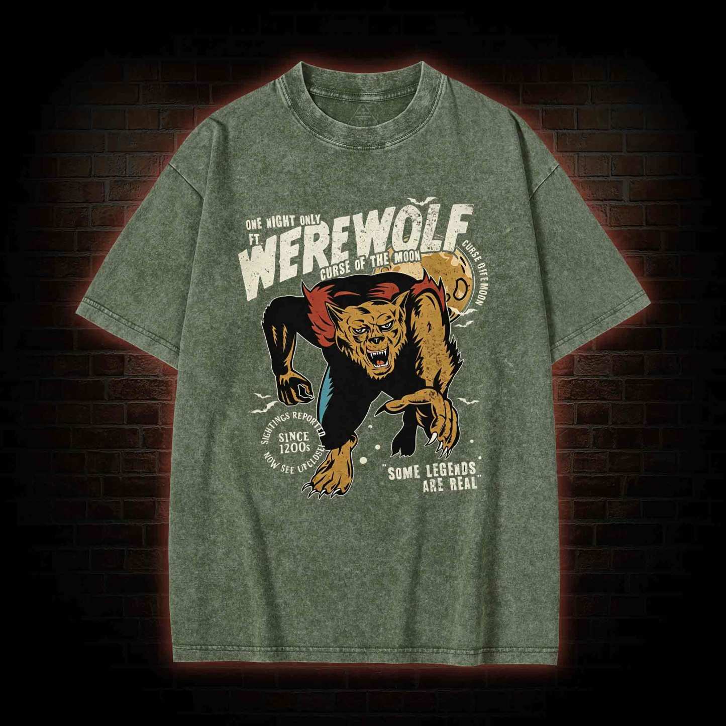 Vintage Halloween Werewolf Washed T-shirt