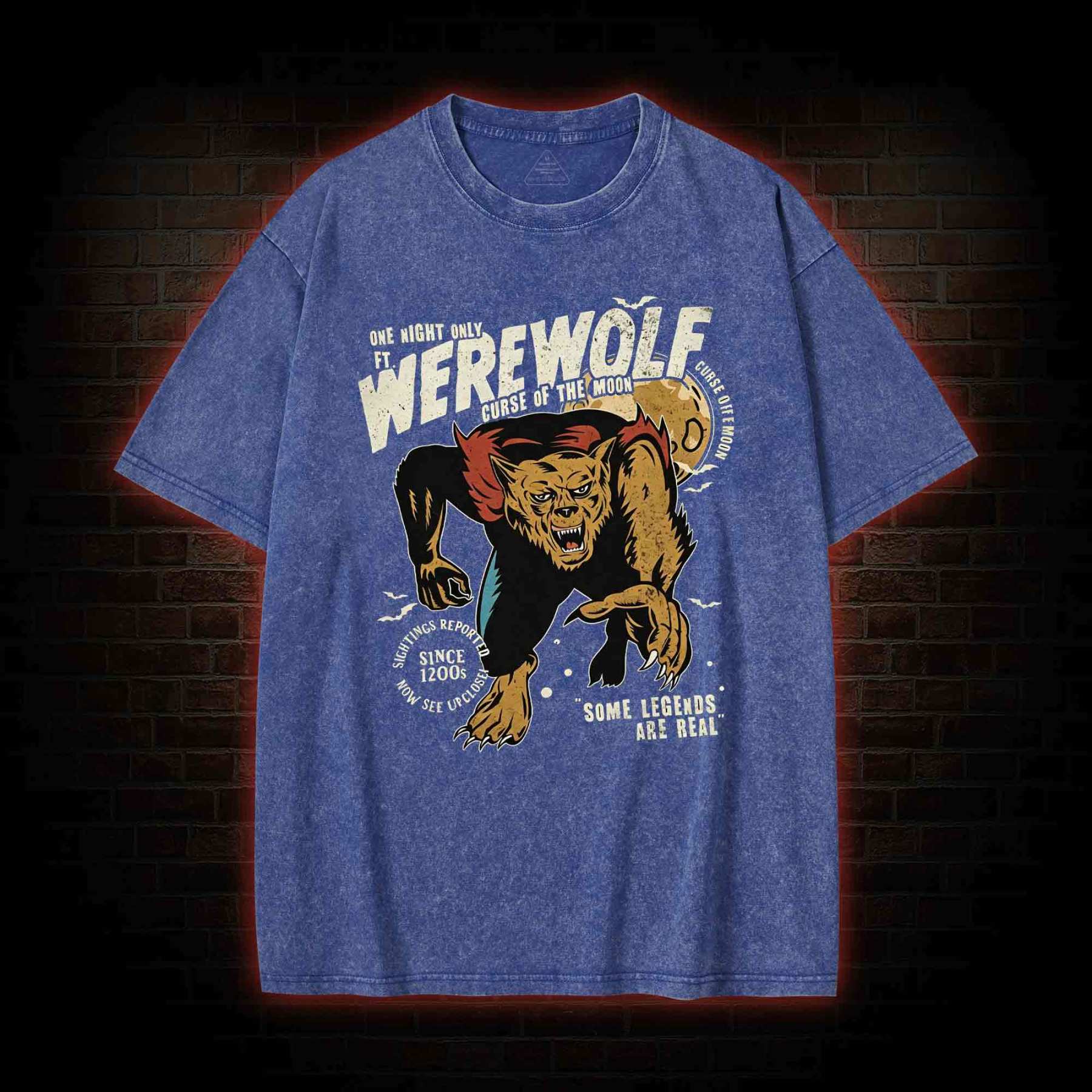 Vintage Halloween Werewolf Washed T-shirt