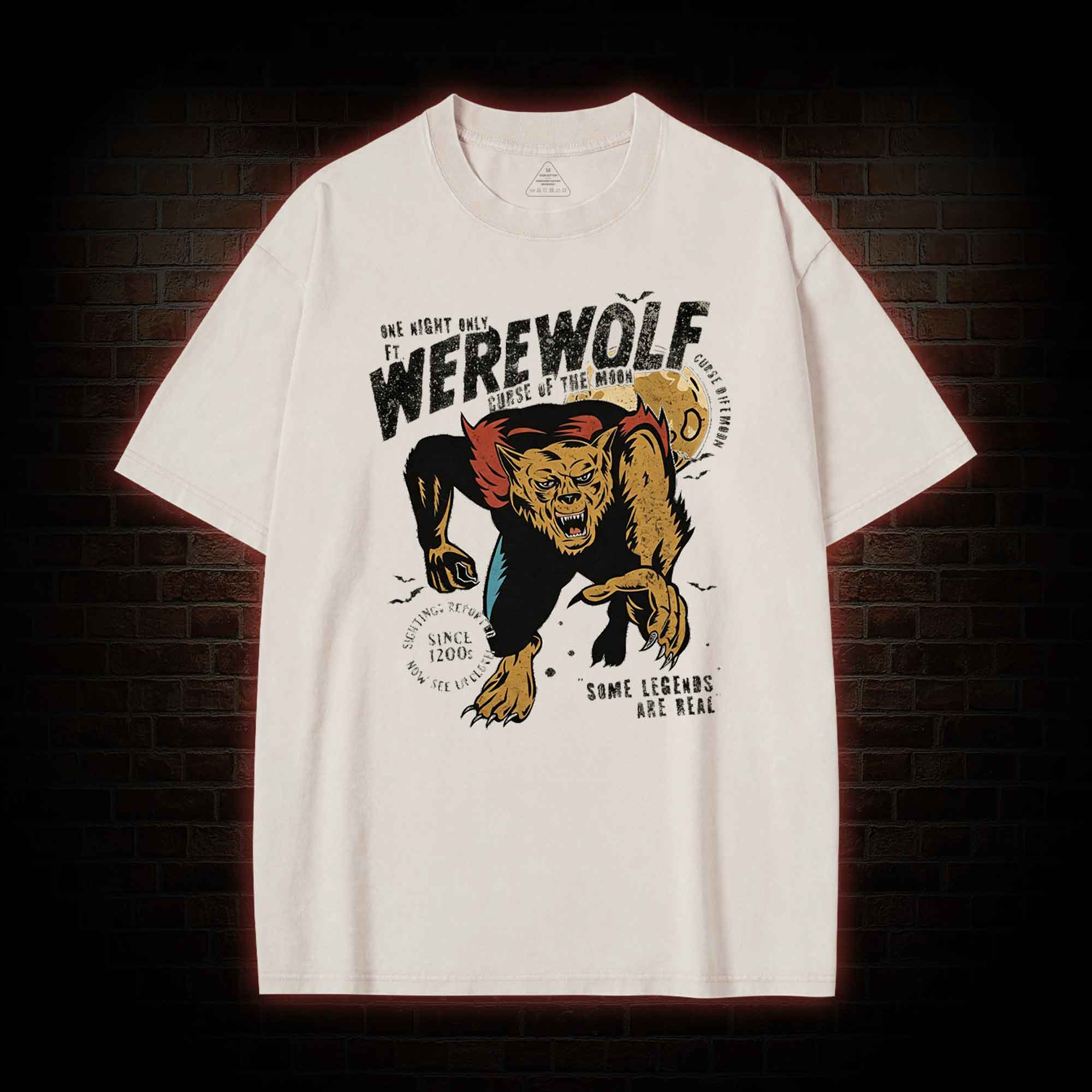 Vintage Halloween Werewolf Washed T-shirt