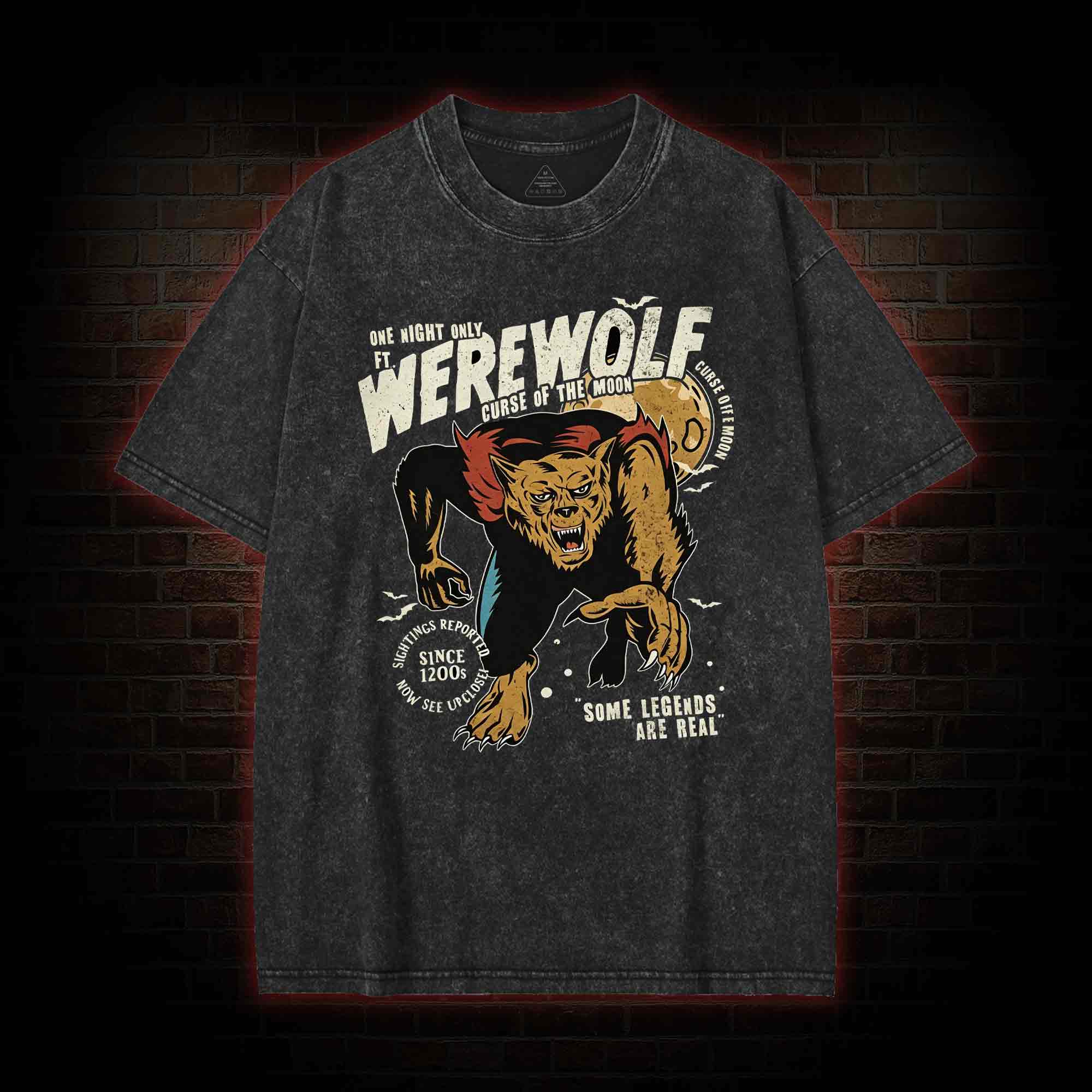 Vintage Halloween Werewolf Washed T-shirt