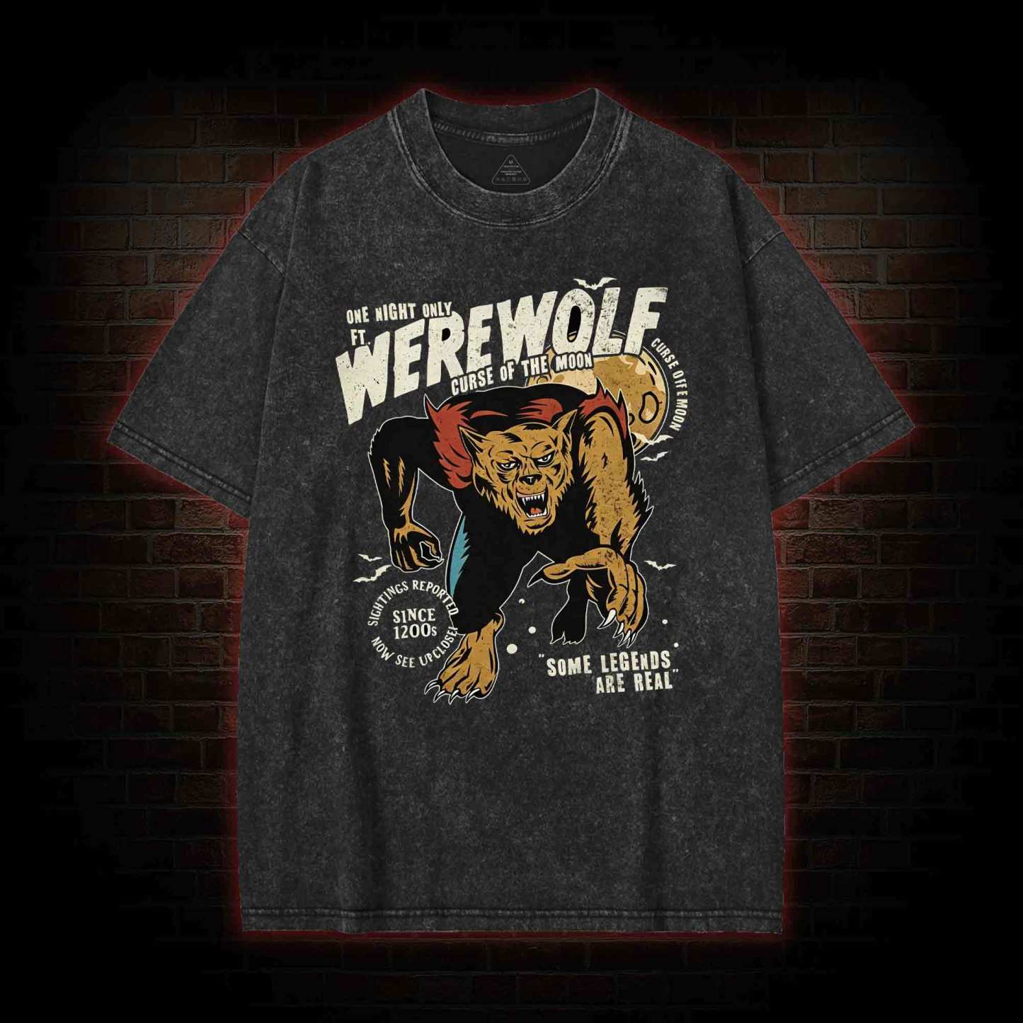 Vintage Halloween Werewolf Washed T-shirt