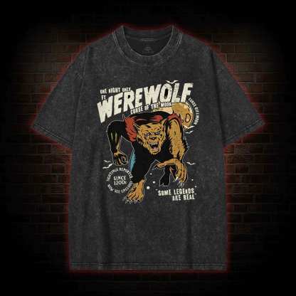 Vintage Halloween Werewolf Washed T-shirt