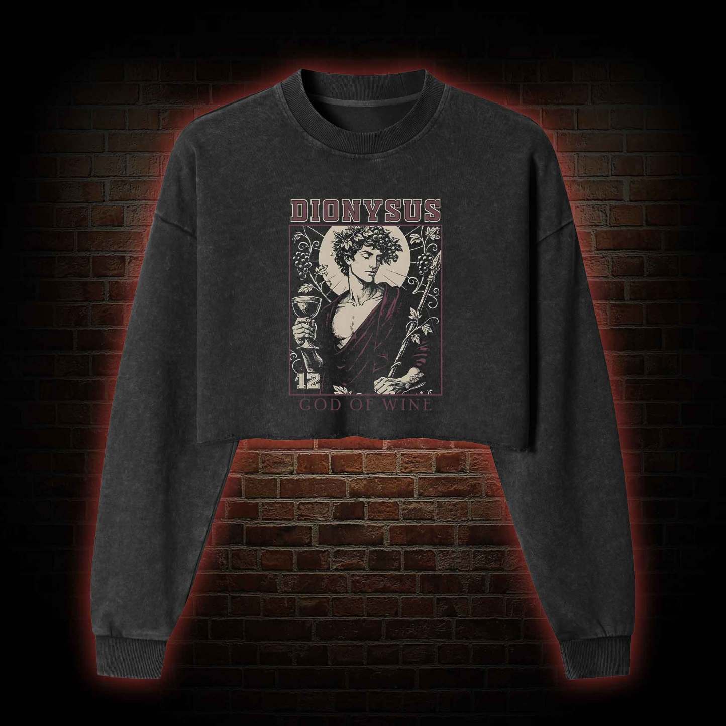 God of Wine Greek mythology Washed Cropped Sweatshirts