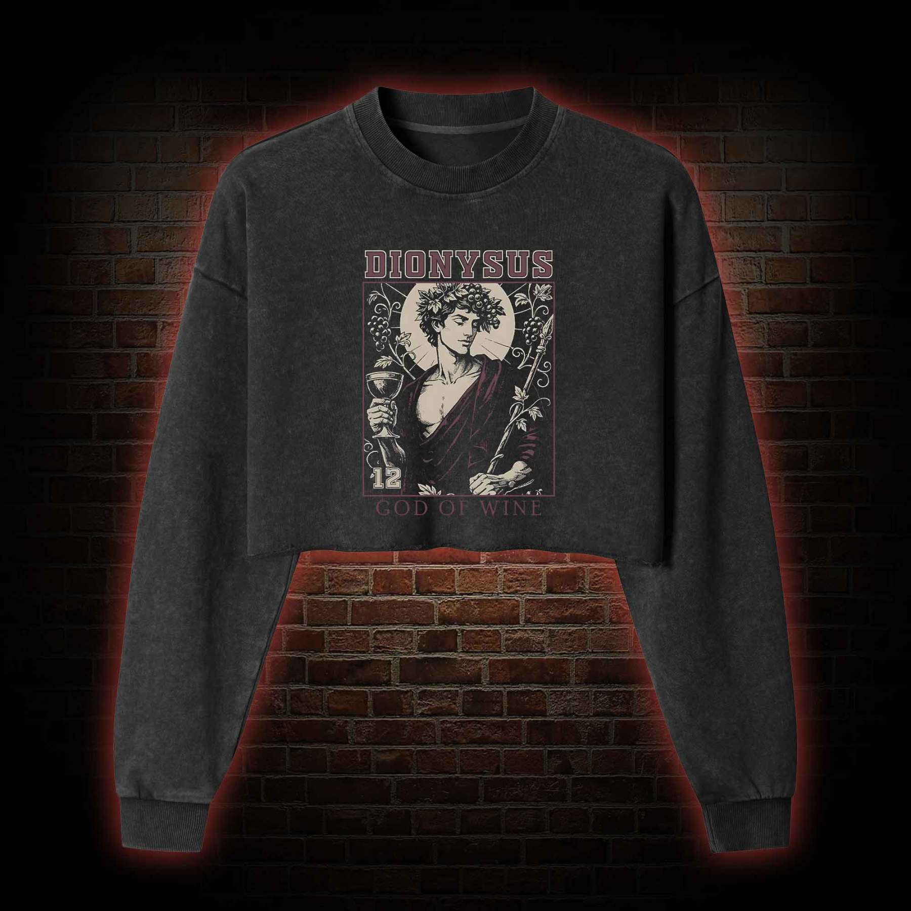 God of Wine Greek mythology Washed Cropped Sweatshirts