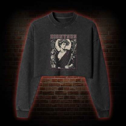 God of Wine Greek mythology Washed Cropped Sweatshirts