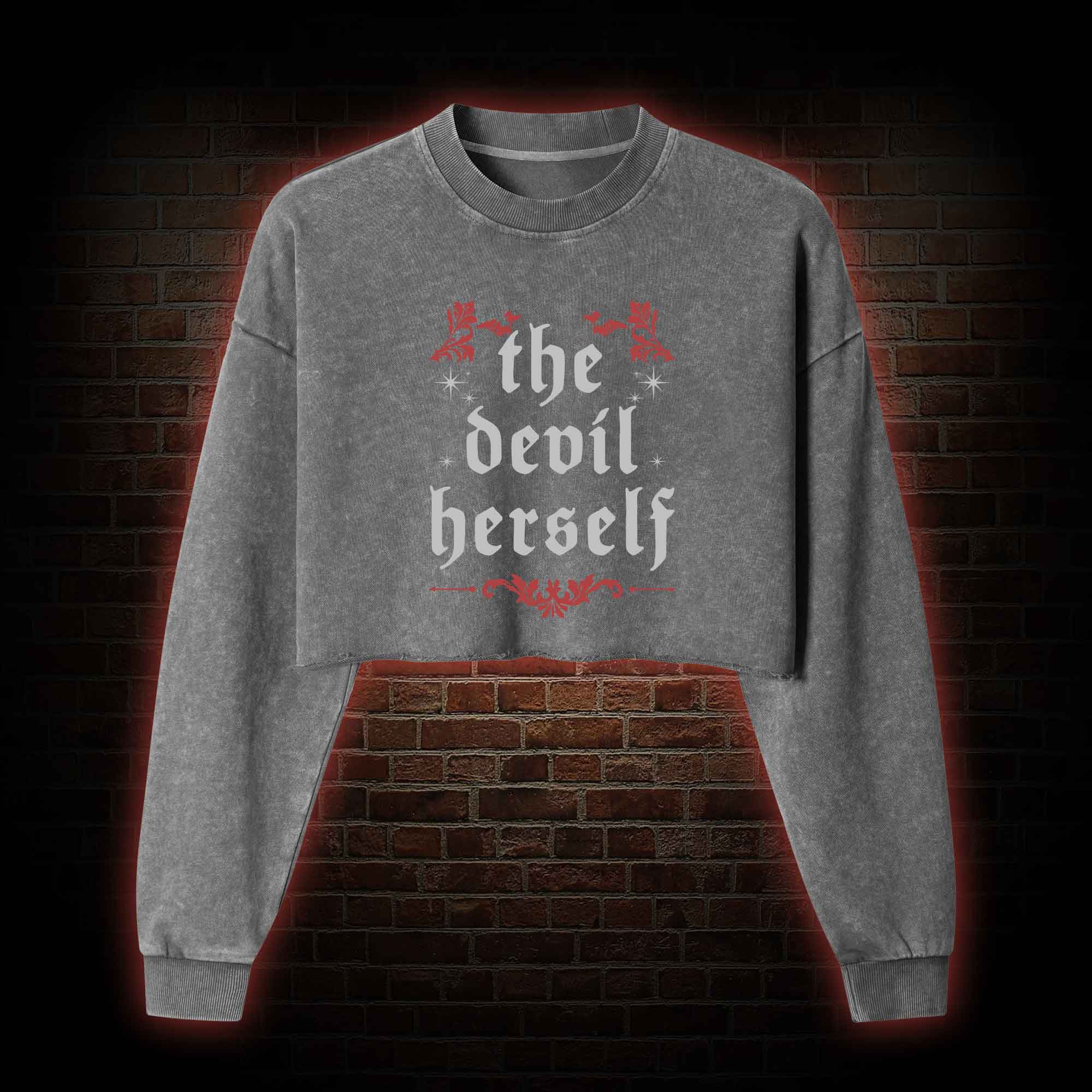The Devil Herself Washed Cropped Sweatshirts