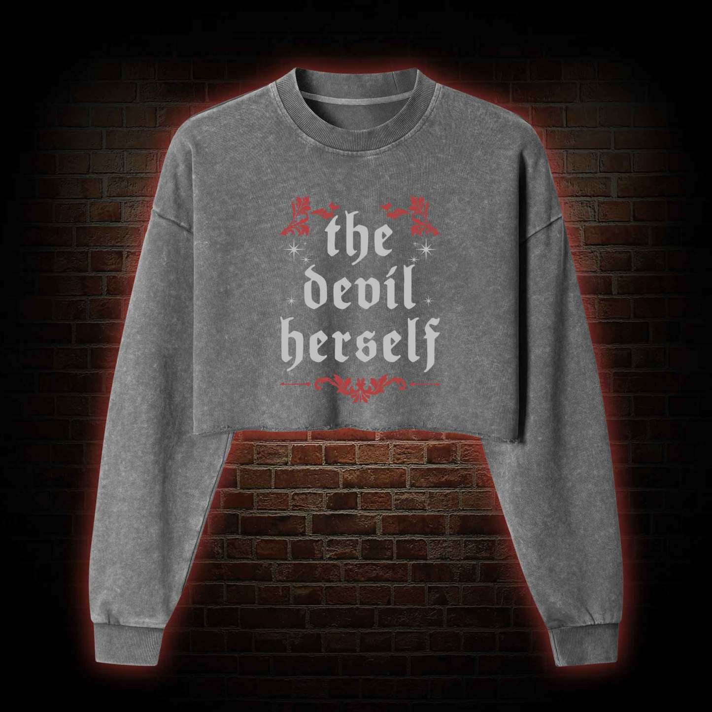 The Devil Herself Washed Cropped Sweatshirts