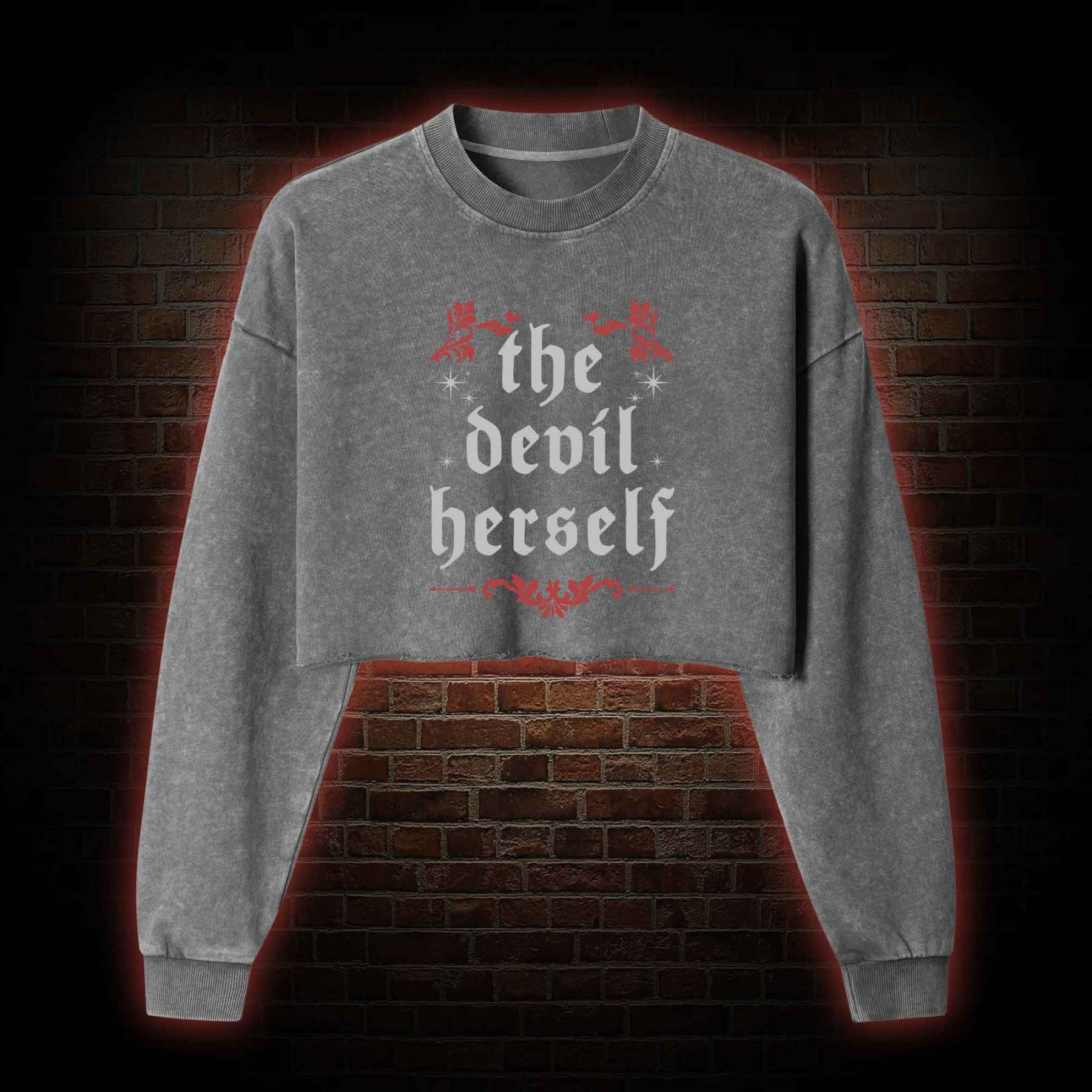 The Devil Herself Washed Cropped Sweatshirts
