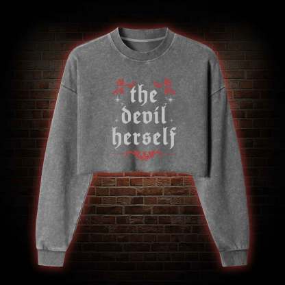 The Devil Herself Washed Cropped Sweatshirts