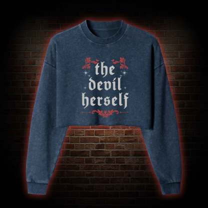 The Devil Herself Washed Cropped Sweatshirts