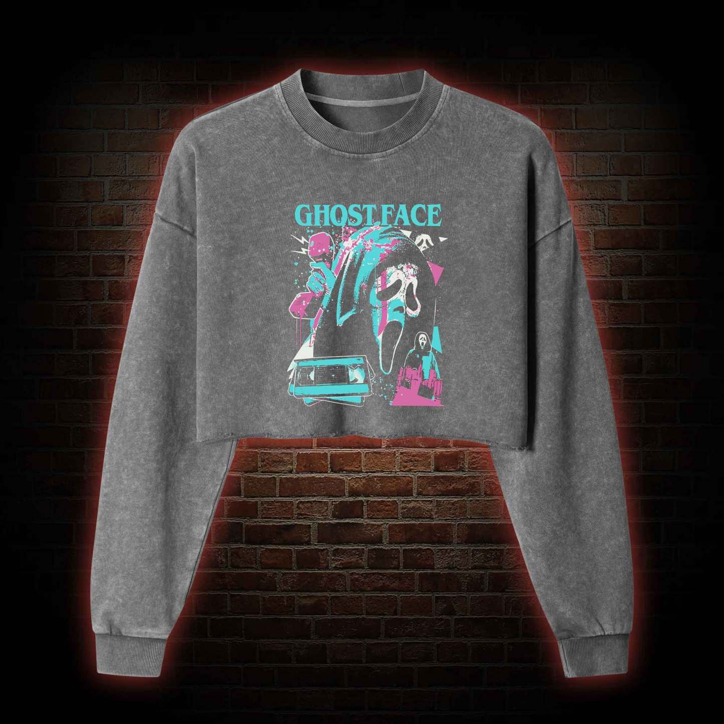 What's Your Favortie Scary Movie? Horror Washed Cropped Sweatshirts