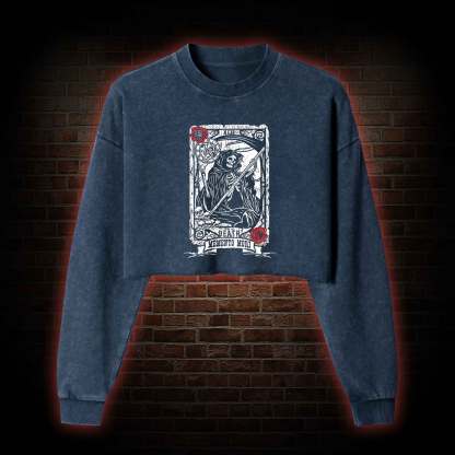 Memento Mori Washed Cropped Sweatshirts